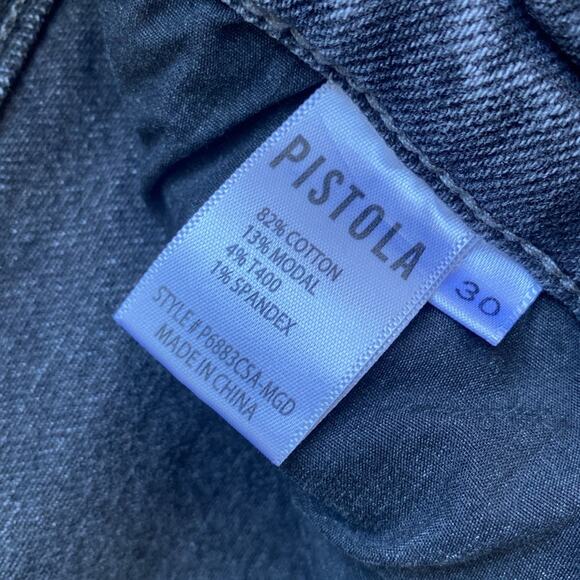 PISTOLA Straight Leg Jean Womens Sz 27 Grey High Rise Button Fly Distressed - Picture 4 of 8